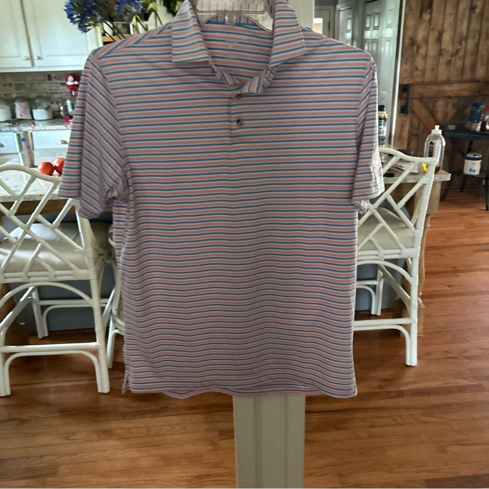 Classic Striped Polo Shirt in Blue and Pink